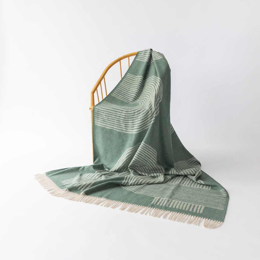 Green Abstract Cashmere & Merino Throw