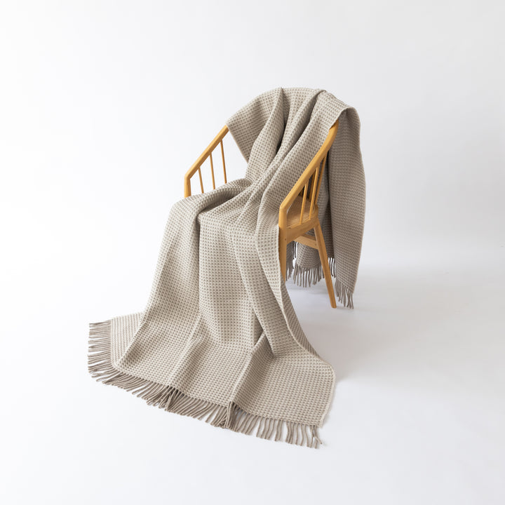 Beige Cashmere & Merino Blanket | Made In The UK | Ava Innes