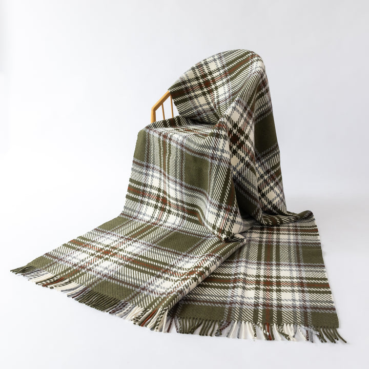 Large Green Tartan Wool Blanket