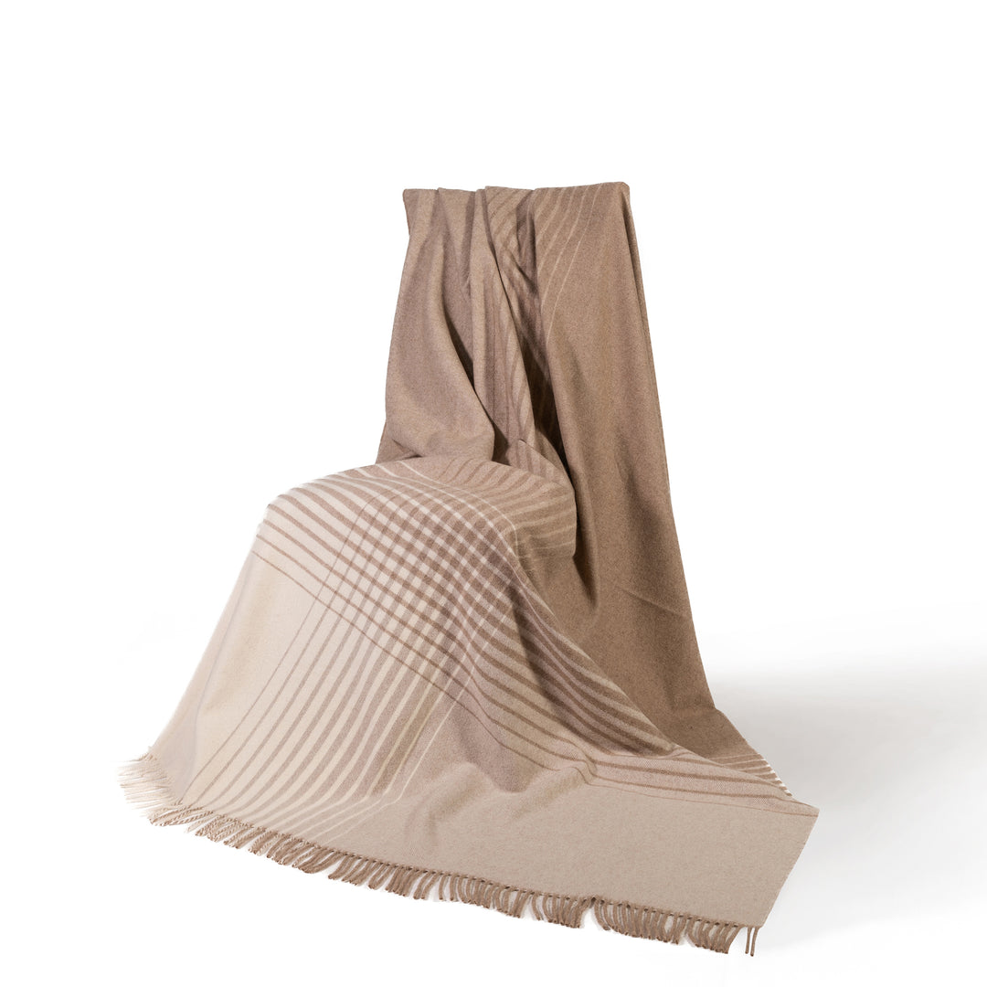 Camel Ombre Check Luxury Cashmere Blanket