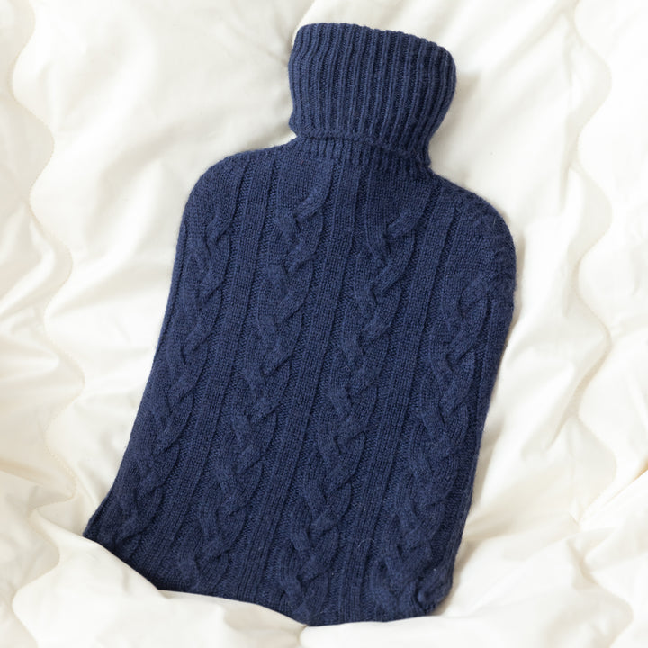 Luxury Navy Cashmere Hot Water Bottle