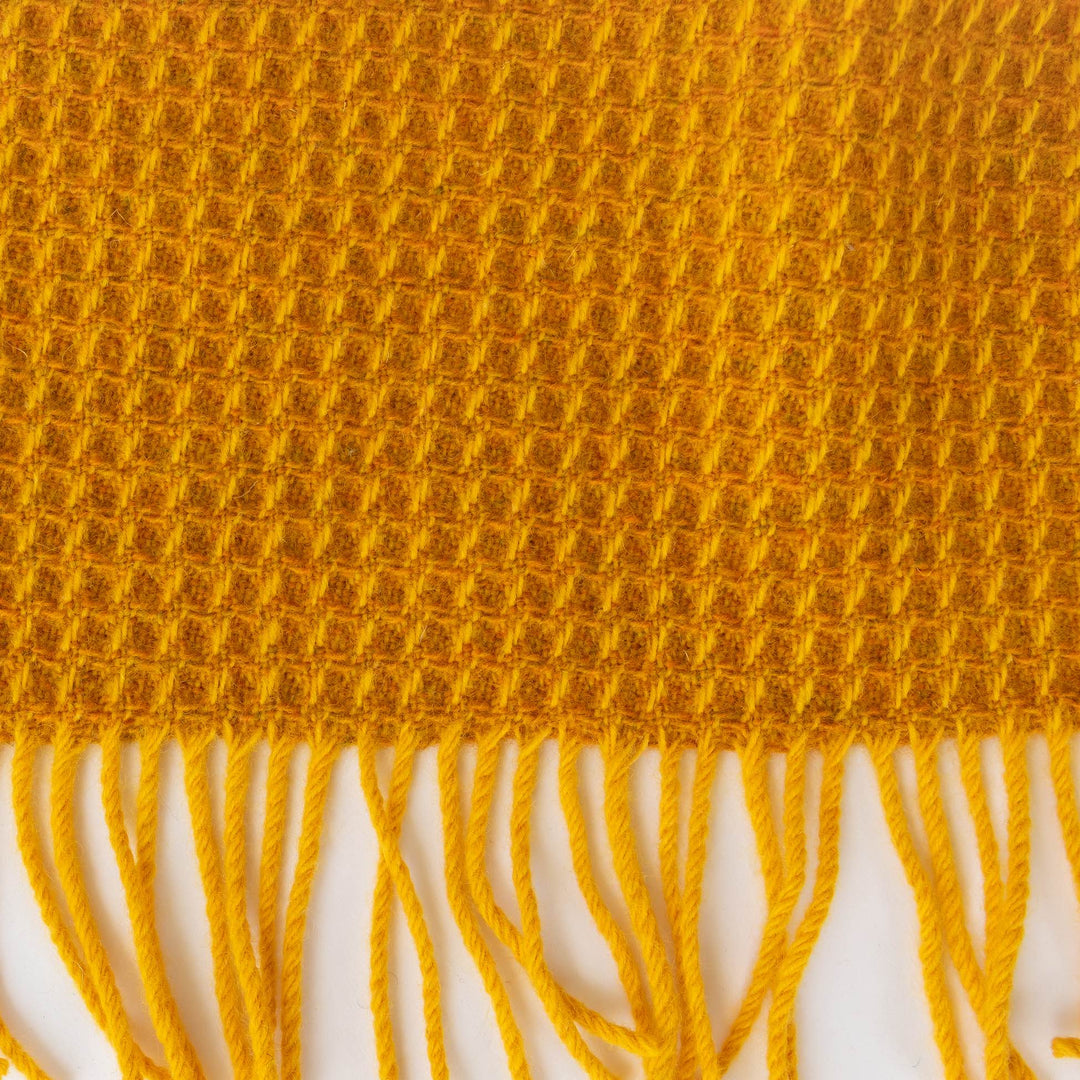 Bright Yellow Waffle Wool Blanket