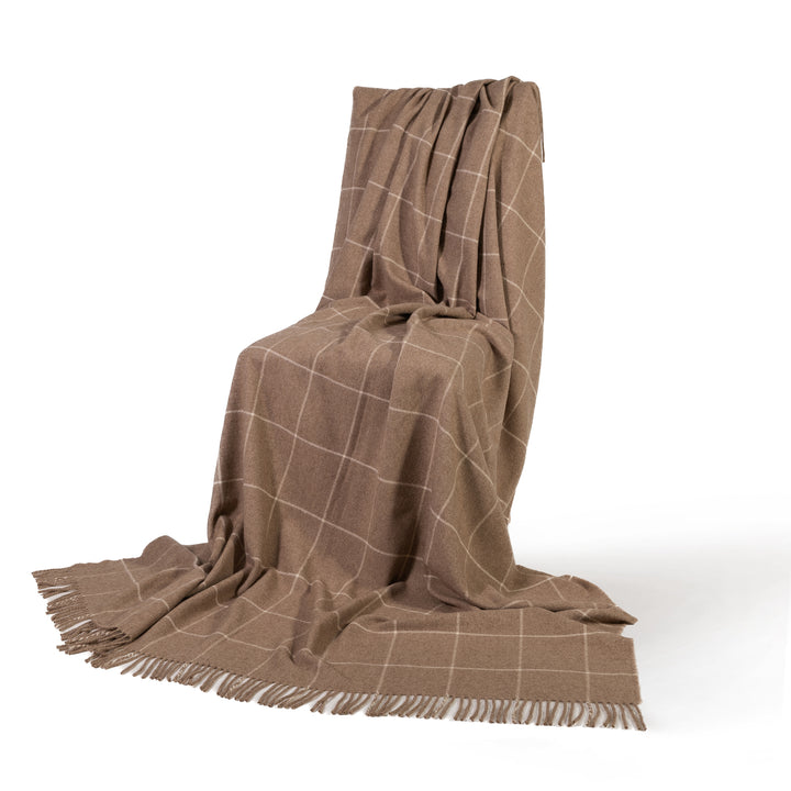 Camel Check Luxury Cashmere Blanket