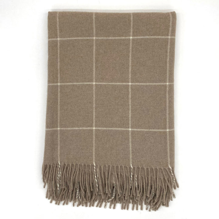 Camel Check Luxury Cashmere Blanket