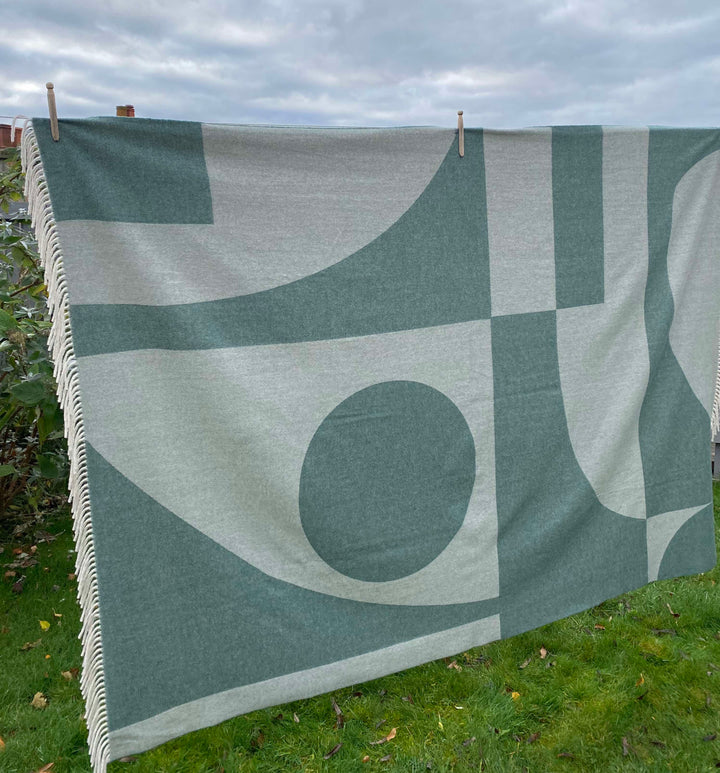 Green Abstract Cashmere & Merino Throw