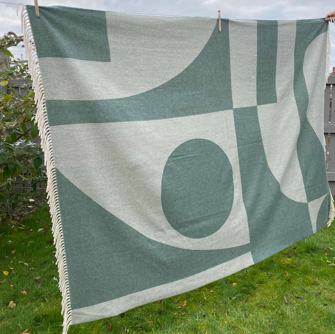 Green Abstract Cashmere & Merino Throw