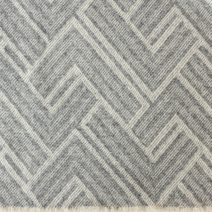 Grey Geometric Large Pure Wool Blanket